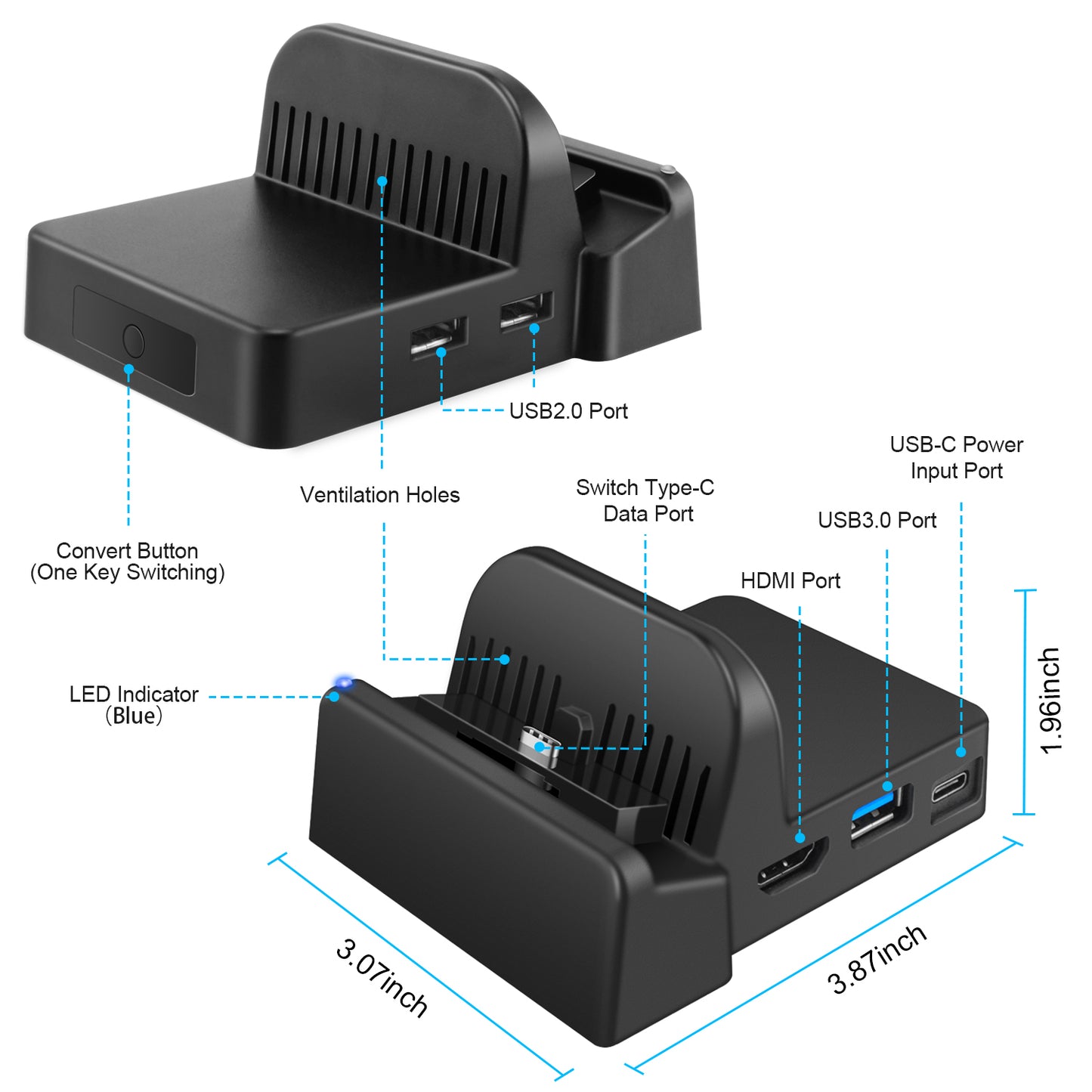 Ponkor Portable TV Docking Station for Nintendo Switch and Switch OLED