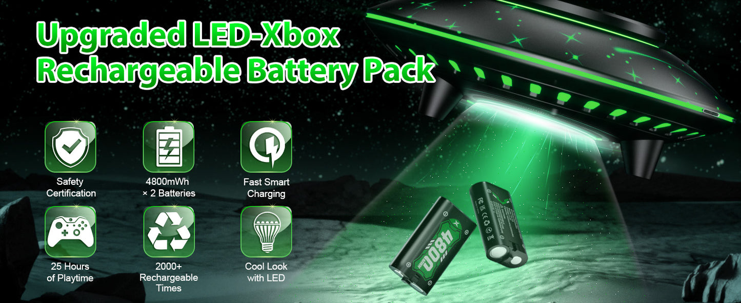 Ponkor Galaxy 2×4800mWh Rechargeable Battery Packs for Xbox Controllers